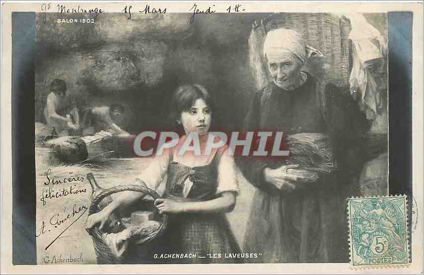 CPA Les Laveuses Achenbach Salon 1903