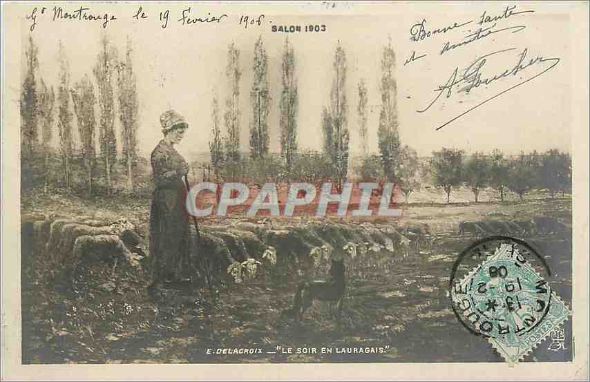 CPA E.Delacroix - Le soir en Lauragais Salon 1903