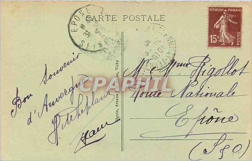 CPA L'Auvergne Pittoresque Automobile du Puy de Dome - L'Arret au Peage — Rückseite