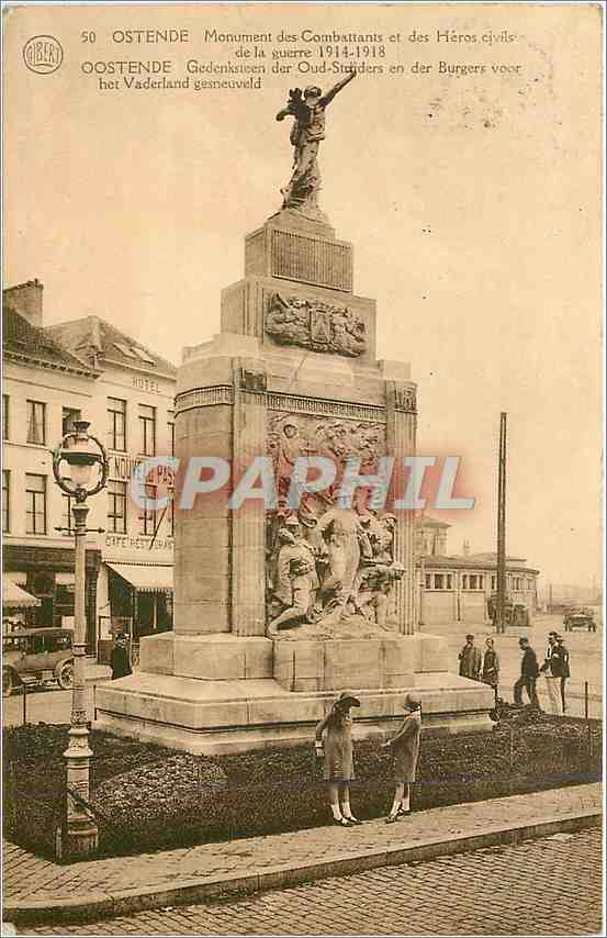CPA Ostende  Monuments des combattants et des heros civils