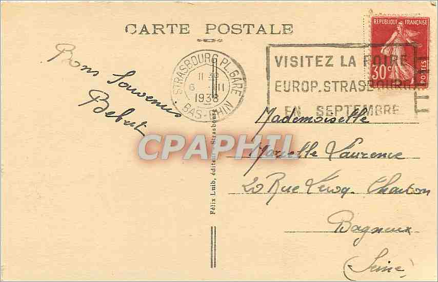 CPA Strasbourg - Vue prise de la Place de la Republique — Rückseite