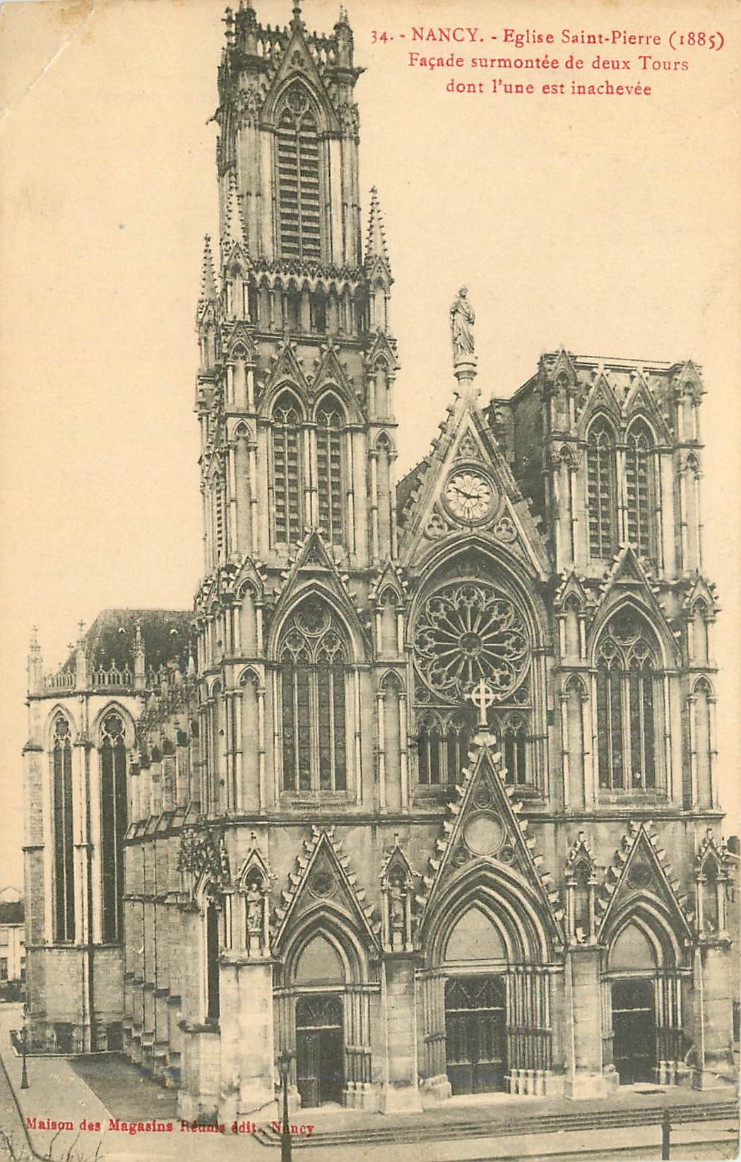 CPA Nancy - Eglise Saint-Pierre Façade surmontee de deux Tours dont l'une est inachevee