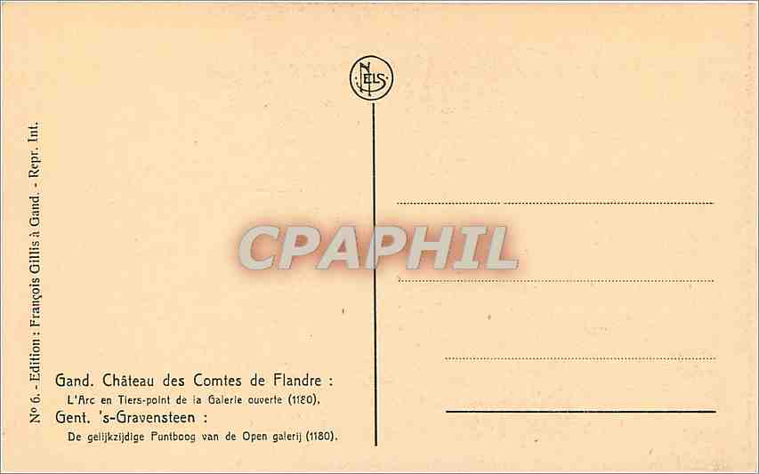 CPA Château des Comtes de Flandre:  L'Arc en Tiers-point de la Galerie ouverte — Rückseite