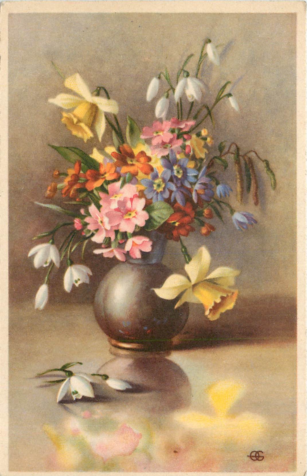 CPA Souvenir Fleurs