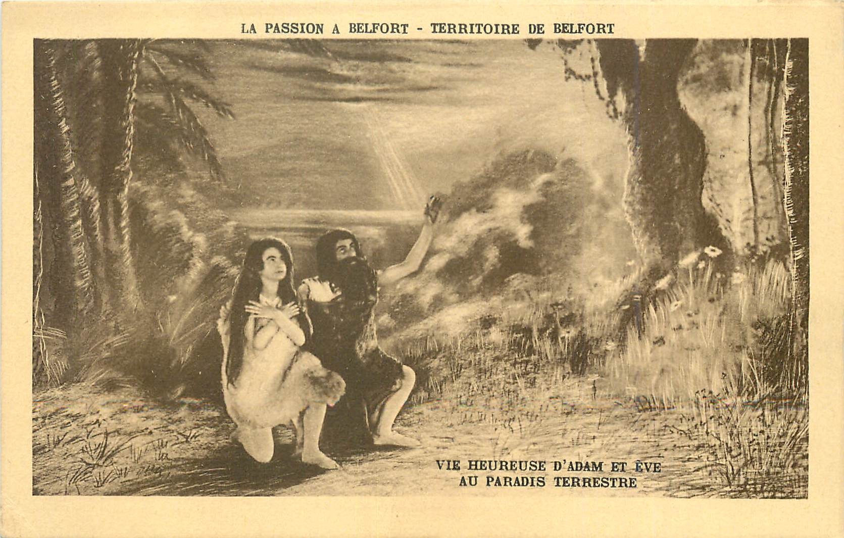 CPA La Passion de Belfort - Territoire de Belfort vie heureuse d'Adam et Eve au paradis terrestre