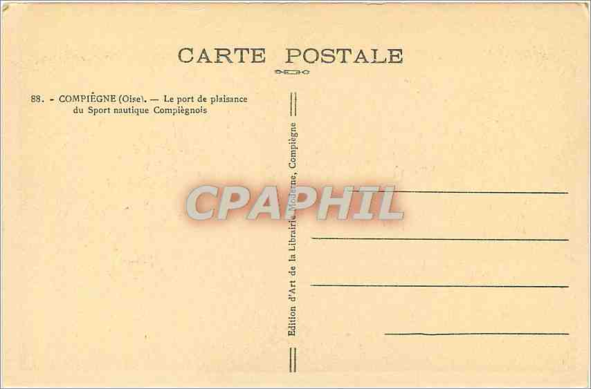 Compiègne (Oise) — The Pleasure Port of the Compiègne Water Sports — Art Edition of the Wolman Bookstore, Compiègne — Back