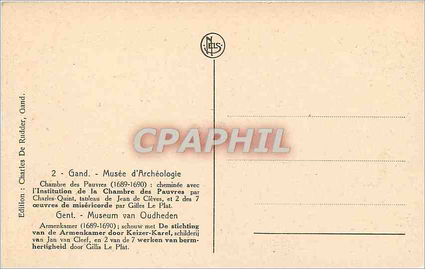 CPA Gand musee d'Archeologie chambre des pauvres — Verso