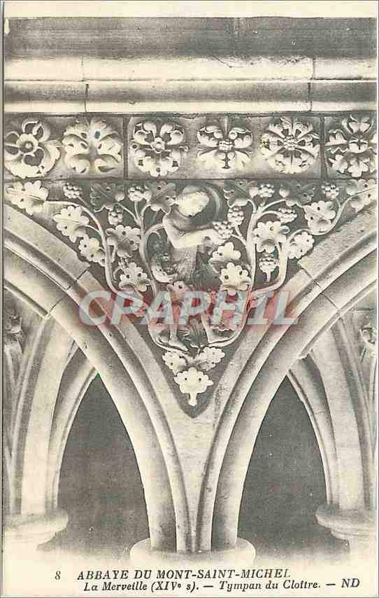 CPA Abbaye de Mont-Saint-Michel la Merveille XIV Tympan du Cloitre