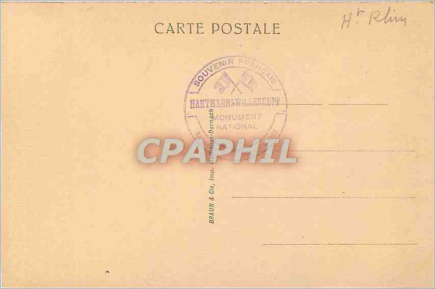 CPA Hartmannswillerkopf le vieil Armand — Rückseite