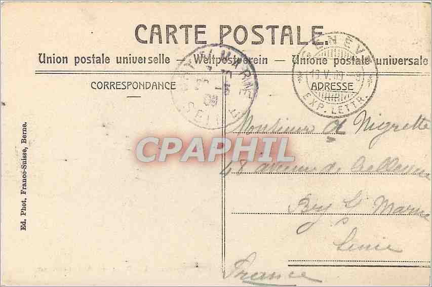 CPA Geneve le pont du Mont Blanc — Verso