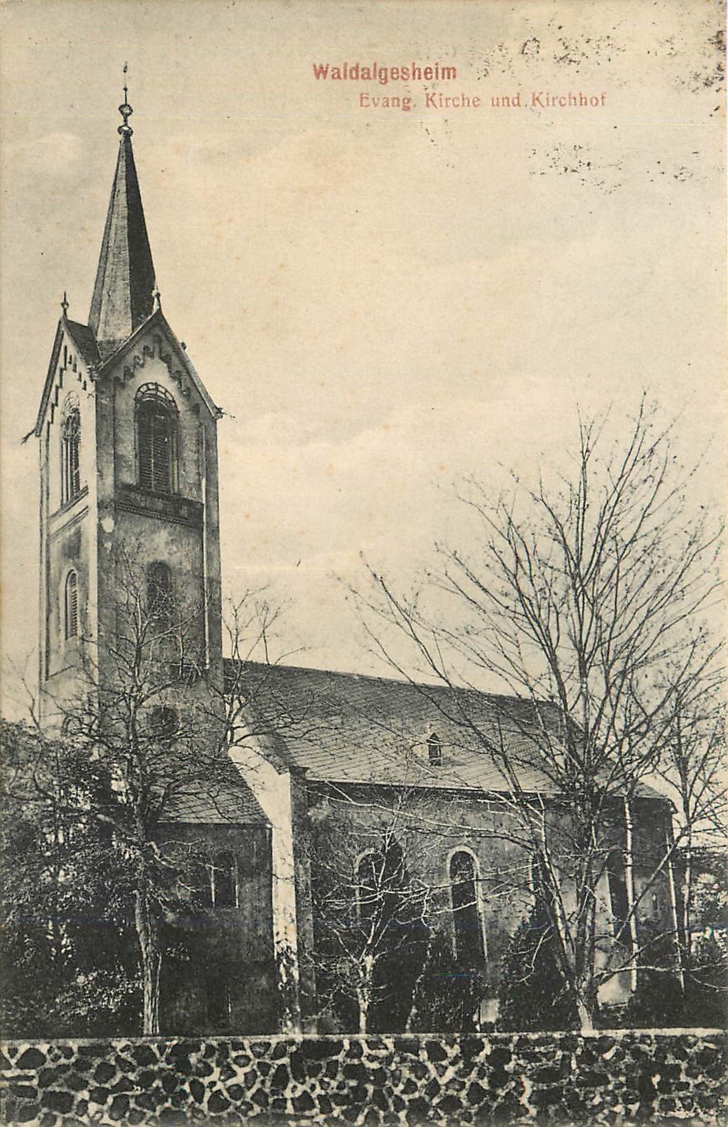 CPA Waldalgesheim evang kirche und kirchhof