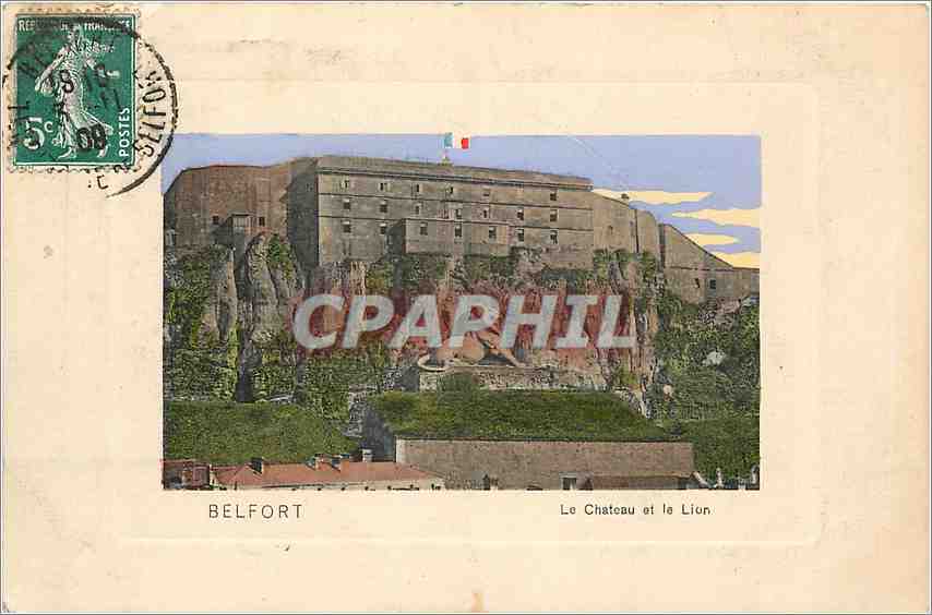 CPA Belfort le château et le lion