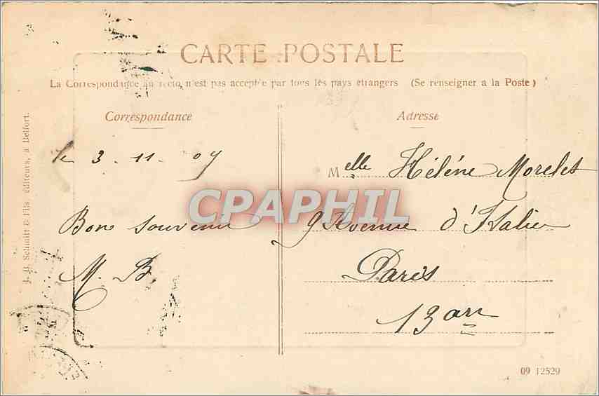 CPA Belfort le château et le lion — Rückseite