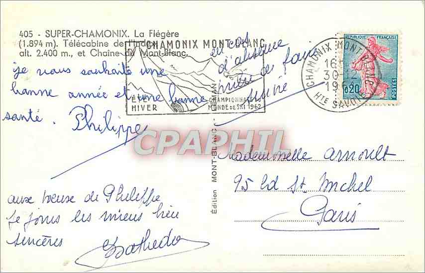 CPM Super-Chamonix la flegere Telecabine — Verso
