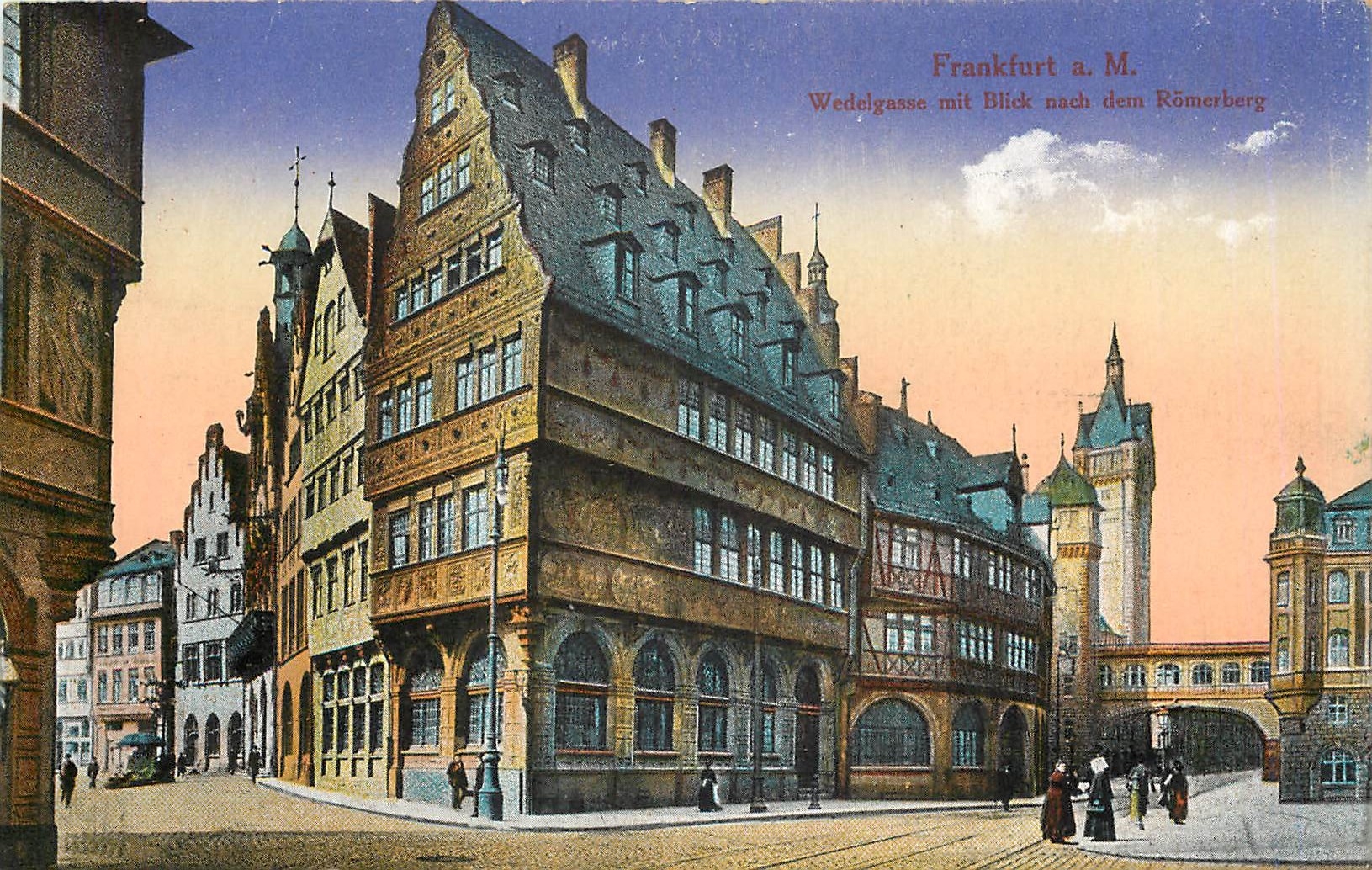 CPA Frankfurt a M Wedelgasse mit blick nach dem Romerberg