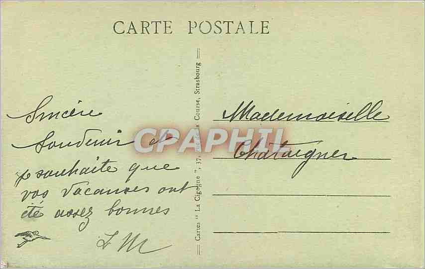 CPA Strasbourg la cathedrale vue prise du palais du Rhin — Rückseite