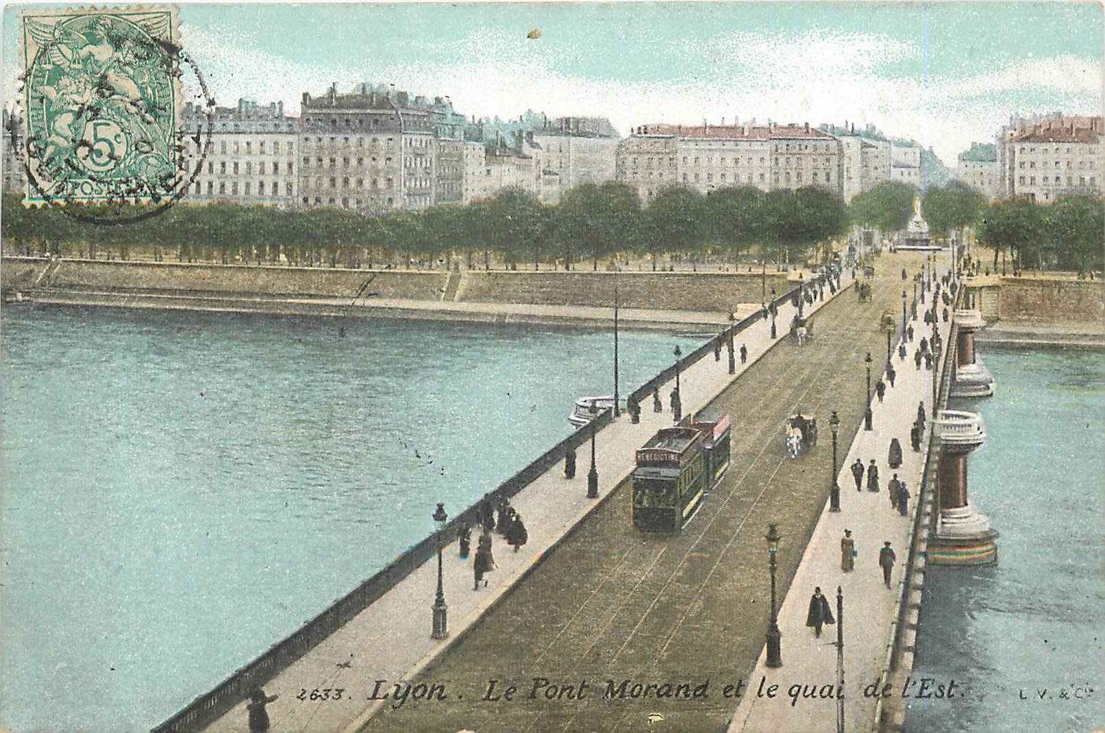 CPA Lyon le pont Morand et le quai de l'est Tramway