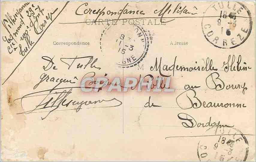 CPA Tulle le rocher tete Louis XVI — Rückseite