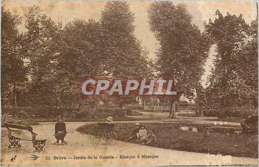 CPA Brive jardin de la Gulerle kiosque a musique