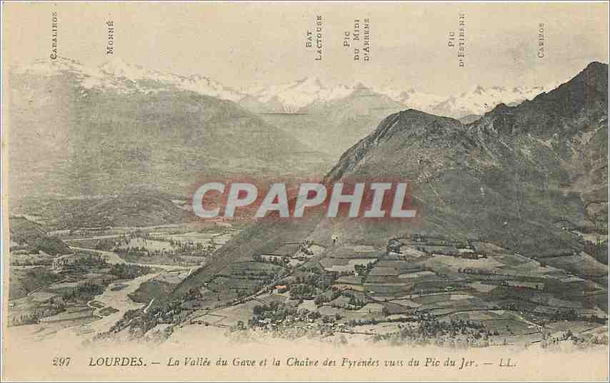 CPA Lourdes la vallee du Gave et la chaine des Pyrenees vues du Pic du Jer