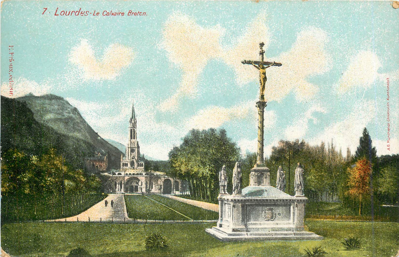 CPA Lourdes le calvaire Breton