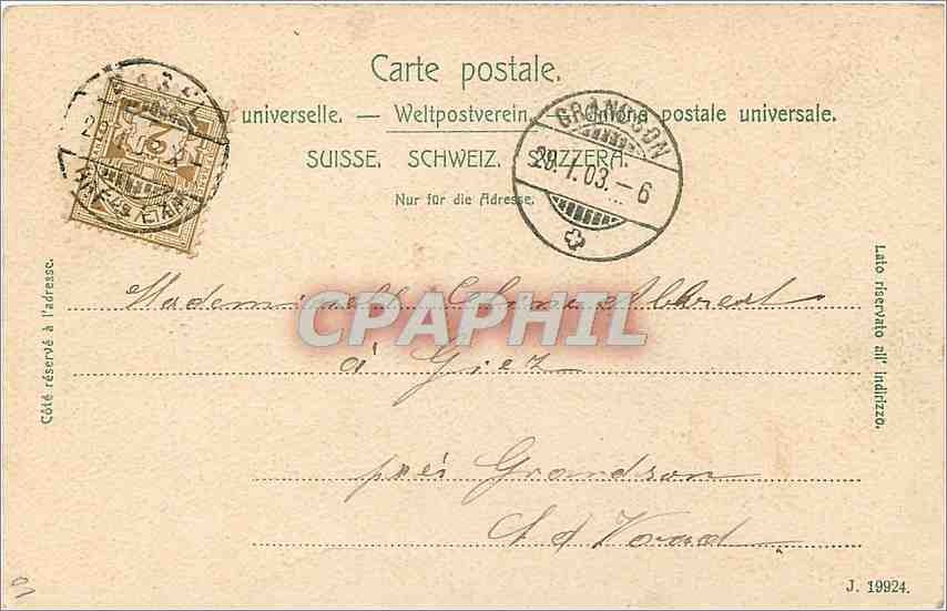 CPA Bale — Rückseite