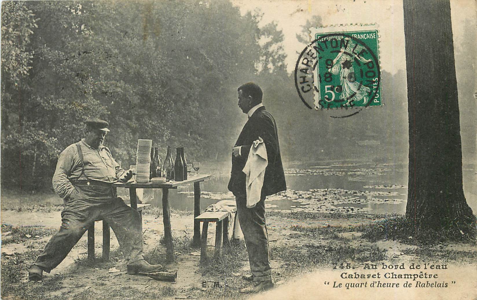 CPA au bord de l'eau cabaret champetre le quart d'heure de Rabelais