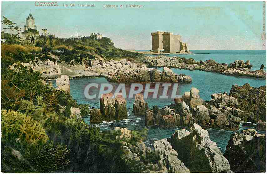 CPA Cannes ils St-Honorat Château et l'abbaye