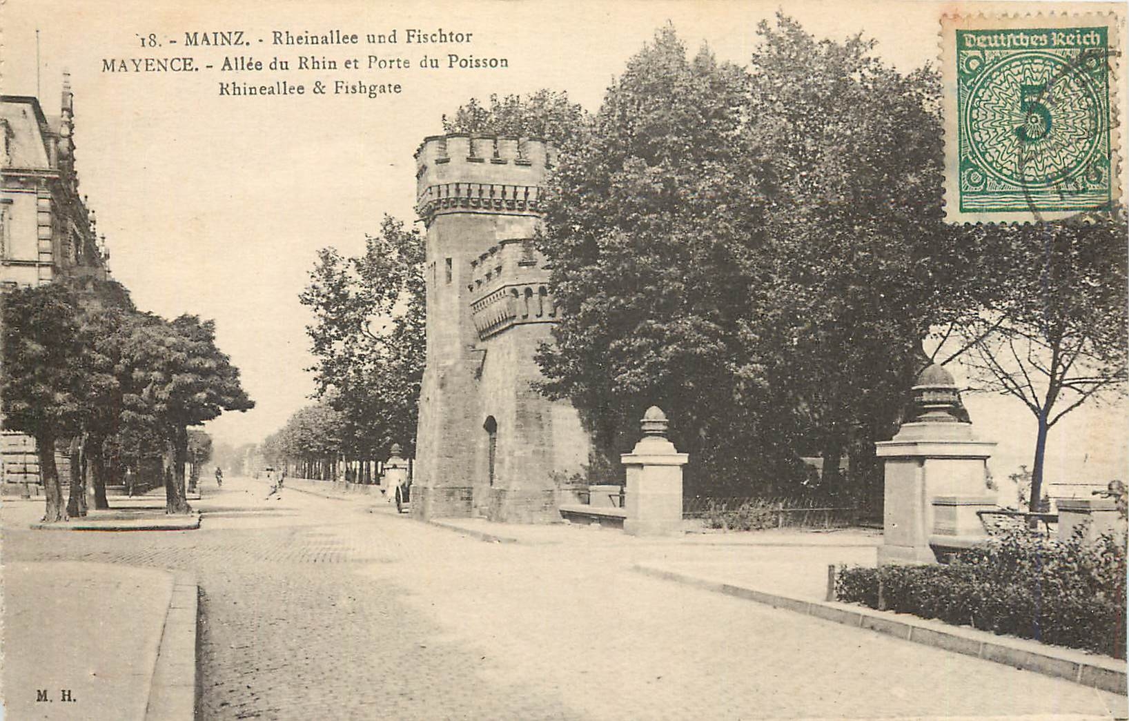 CPA Mayence allee du Rhin et porte du Poisson