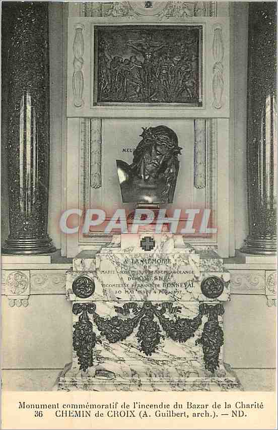 CPA Paris monument commemoratif de l'incendie du Bazar de la Charite
