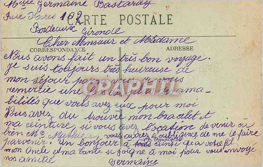 CPA Bordeaux porte de Bourgogne Tramway — Verso