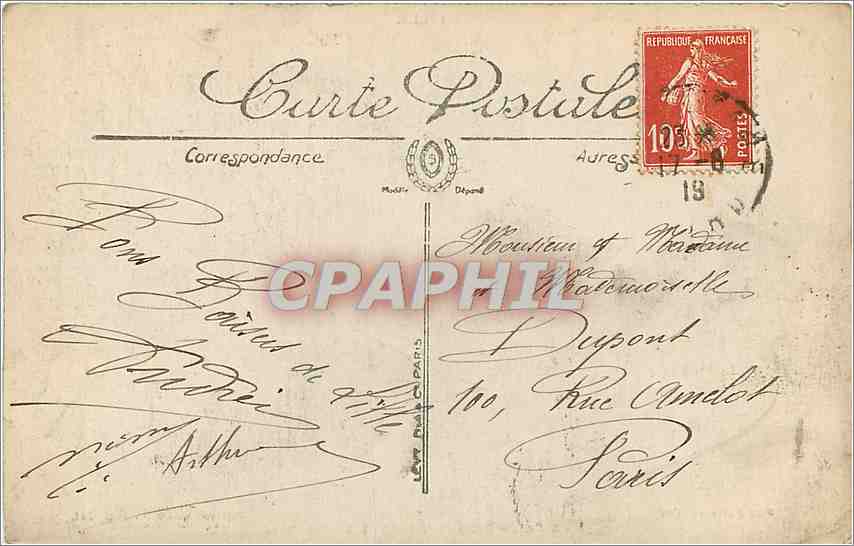 CPA Lille rue Faidherbe theatre et bourse Militaria — Back