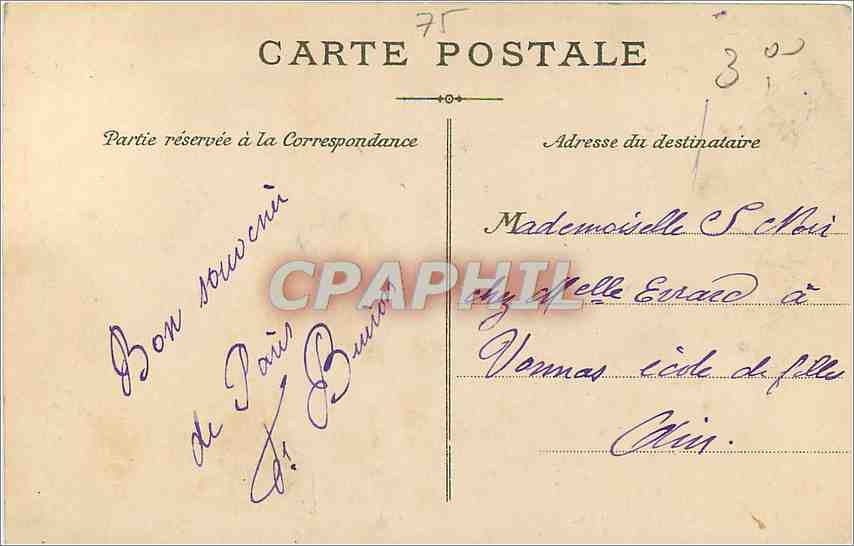 CPA Paris la Madeleine Automobile — Rückseite