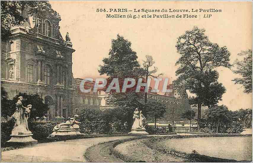 CPA Paris le square du Louvre Le pavillon Mollien et la pavillon de Flore