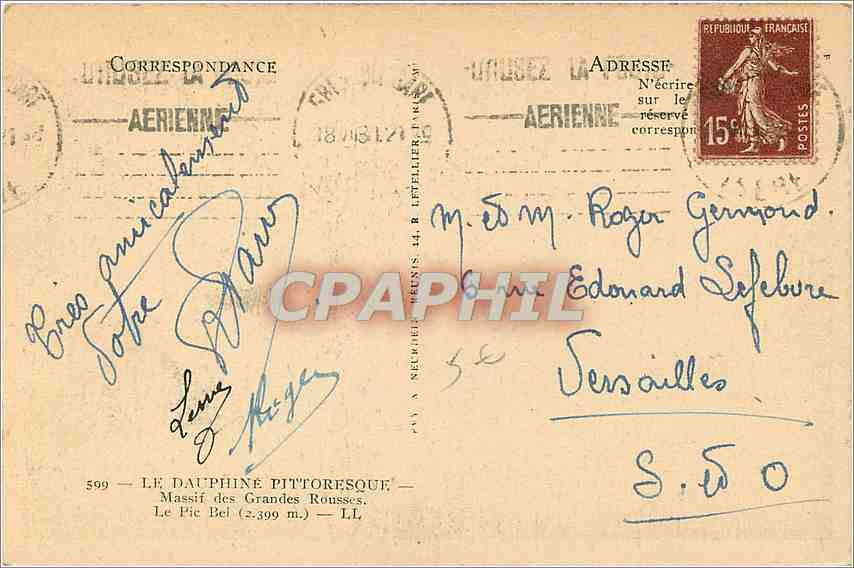 Le Dauphine Pittoresque — Massif des Grandes Rousses — Le Pic Bel (2.399 m.) — LL — Verso