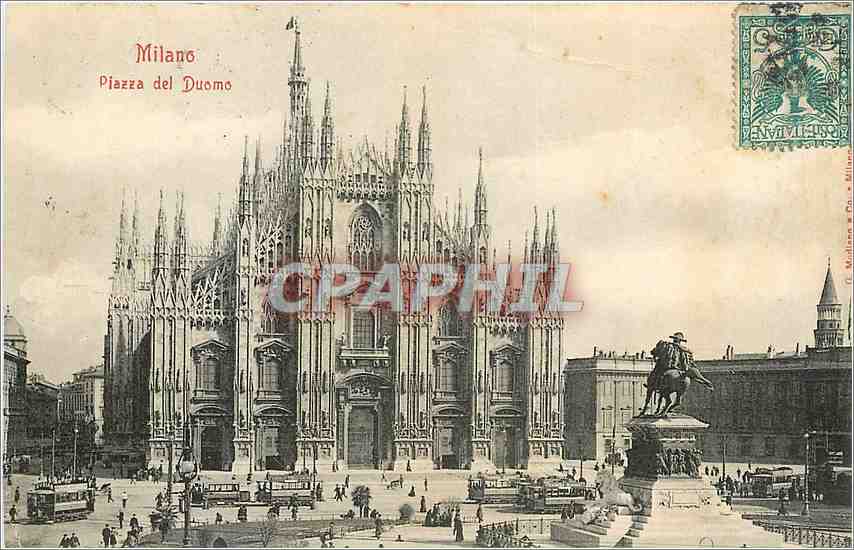 CPA Milano Plazza del Duomo Tramway