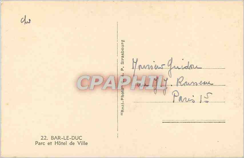 CPM BAR-LE-DUC Par cet Hotel de Ville — Rückseite