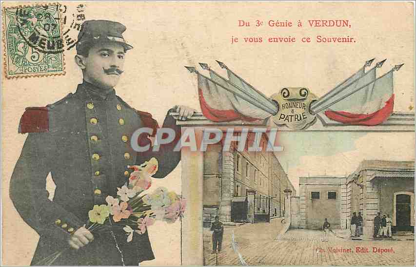 CPA Du 3e Génie à Verdun je vous envoie ce Souvenir Militaria