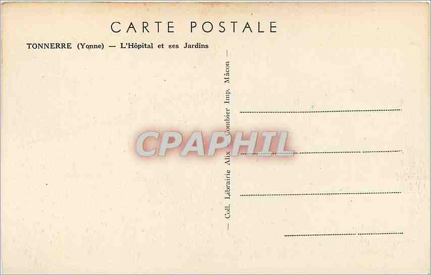 CPA TONNERRE (Yonne) - L'Hopital et ses Jardins — Back