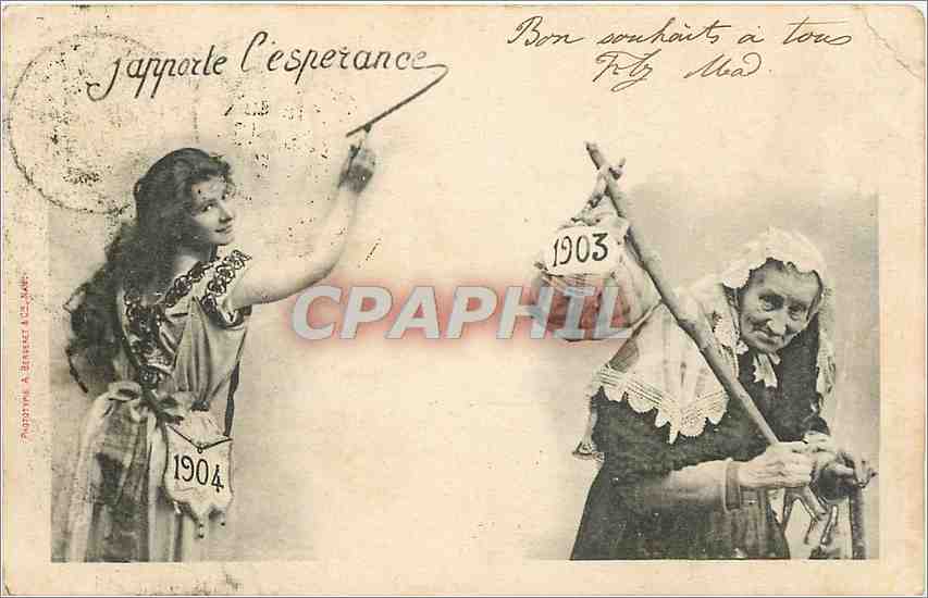 Je rapporte l'espérance — jeune femme et vieille femme — Agostine A. Branche & Cie, n° 1904