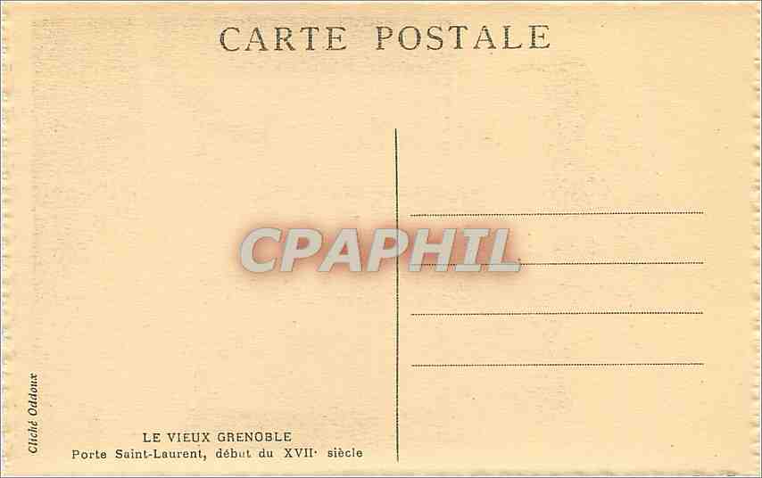CPA LE VIEUX GRENOBLE Porte Saint-Laurent — Verso