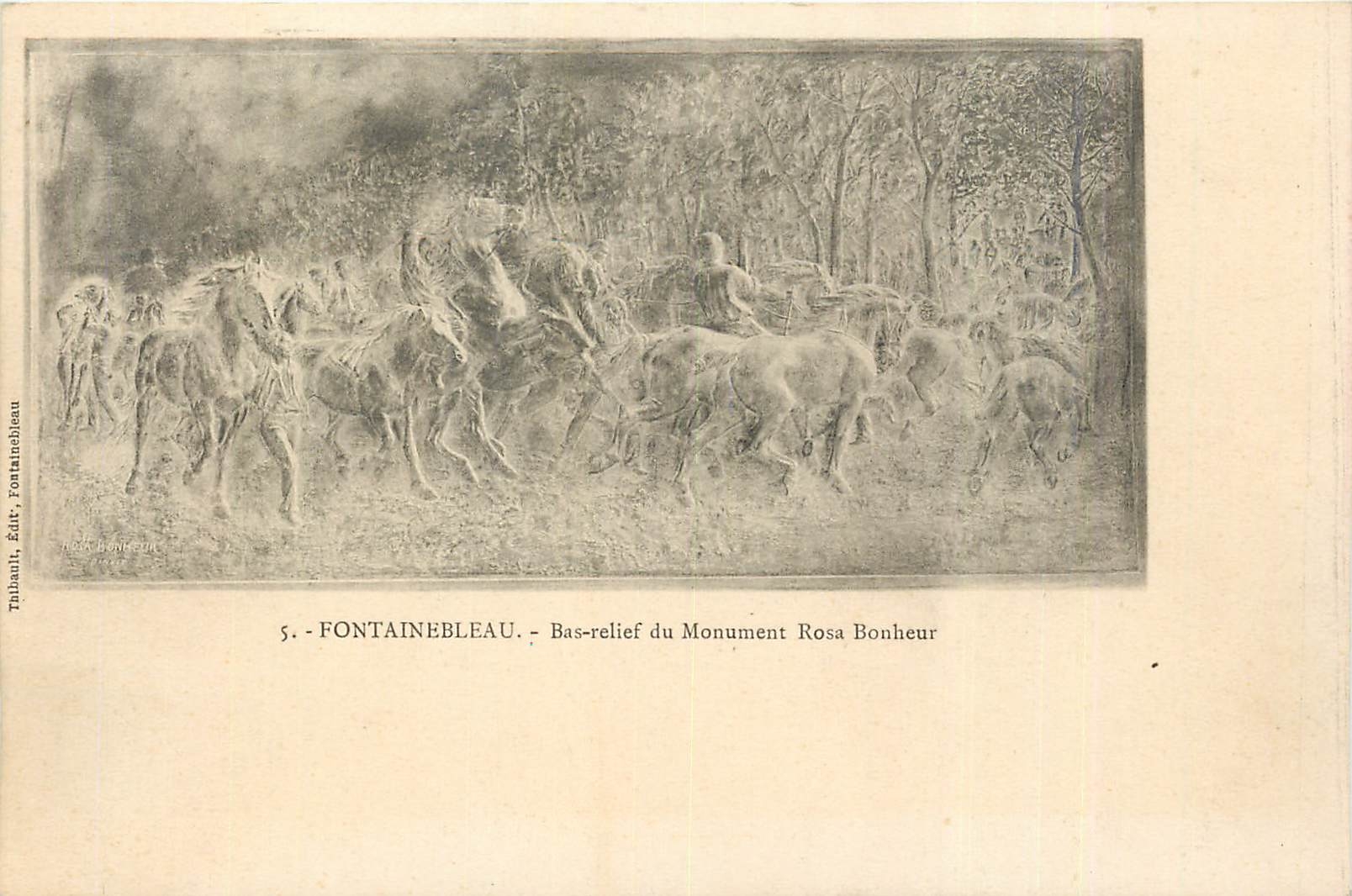 CPA FONTAINEBLEAU - Bas-relief du Monument Rosa Bonheur Chevaux