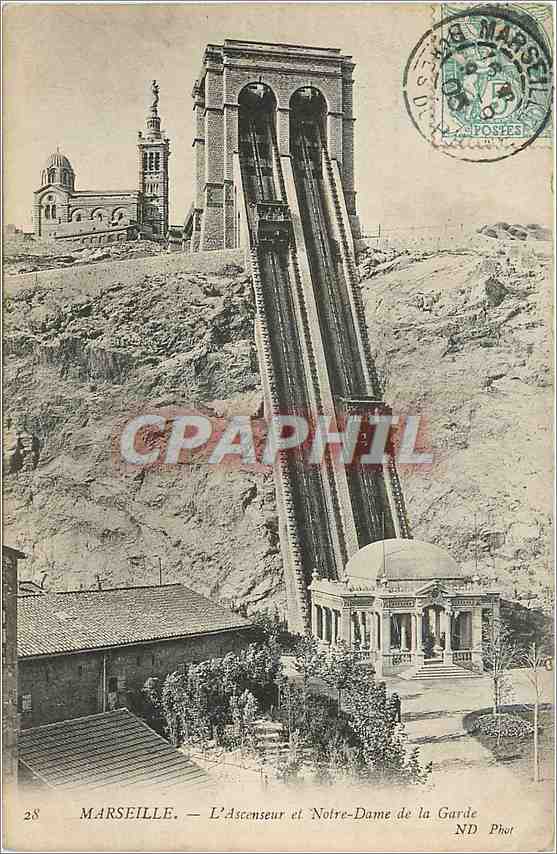 CPA MARSEILLE - L'Ascenseurs et Notre-Dame de la Garde