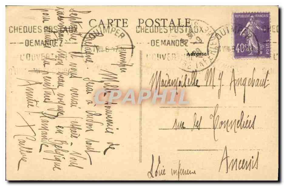 CPA Pensive Jeune fille de l'ile de Sein (folklore costume phare lighthouse) — Verso