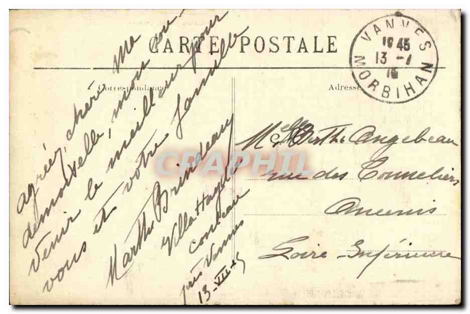 CPA Pont l'abbe Une elegante Etude des coiffes de Bretagne (folklore costume phare lighthouse) — Verso