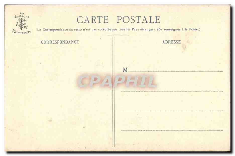 CPA Fillette de Pontivy Bretagne (folklore costume phare lighthouse) — Verso