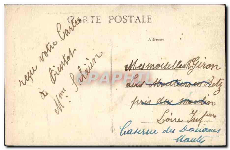 CPA Deux Trandoues Jeunes gens de Pont L'abbe (folklore costume phare lighthouse) — Verso
