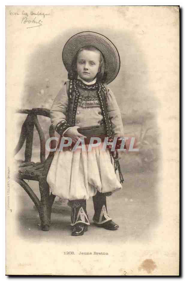 CPA Jeune breton Bretagne (folklore costume ane donkey)