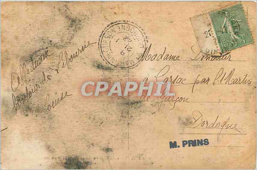 CPA Libourne Gironde Les Bords de l'Isle et la Tour du Grand Port Bateaux — Rückseite