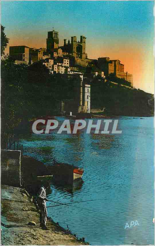 CPM Beziers St Nazaire Vue des Bords de l'Orb Peche Pecheur